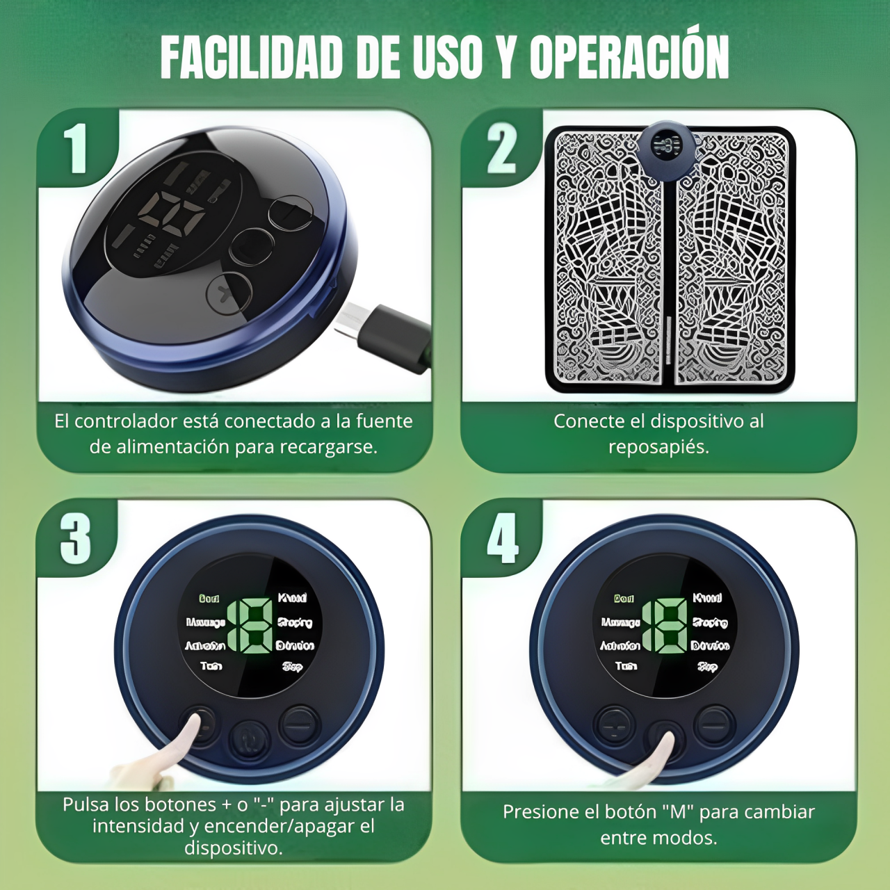 Masajeador de Pies y Parches con Control Remoto - Portátil USB Mejora la Circulación Sanguínea