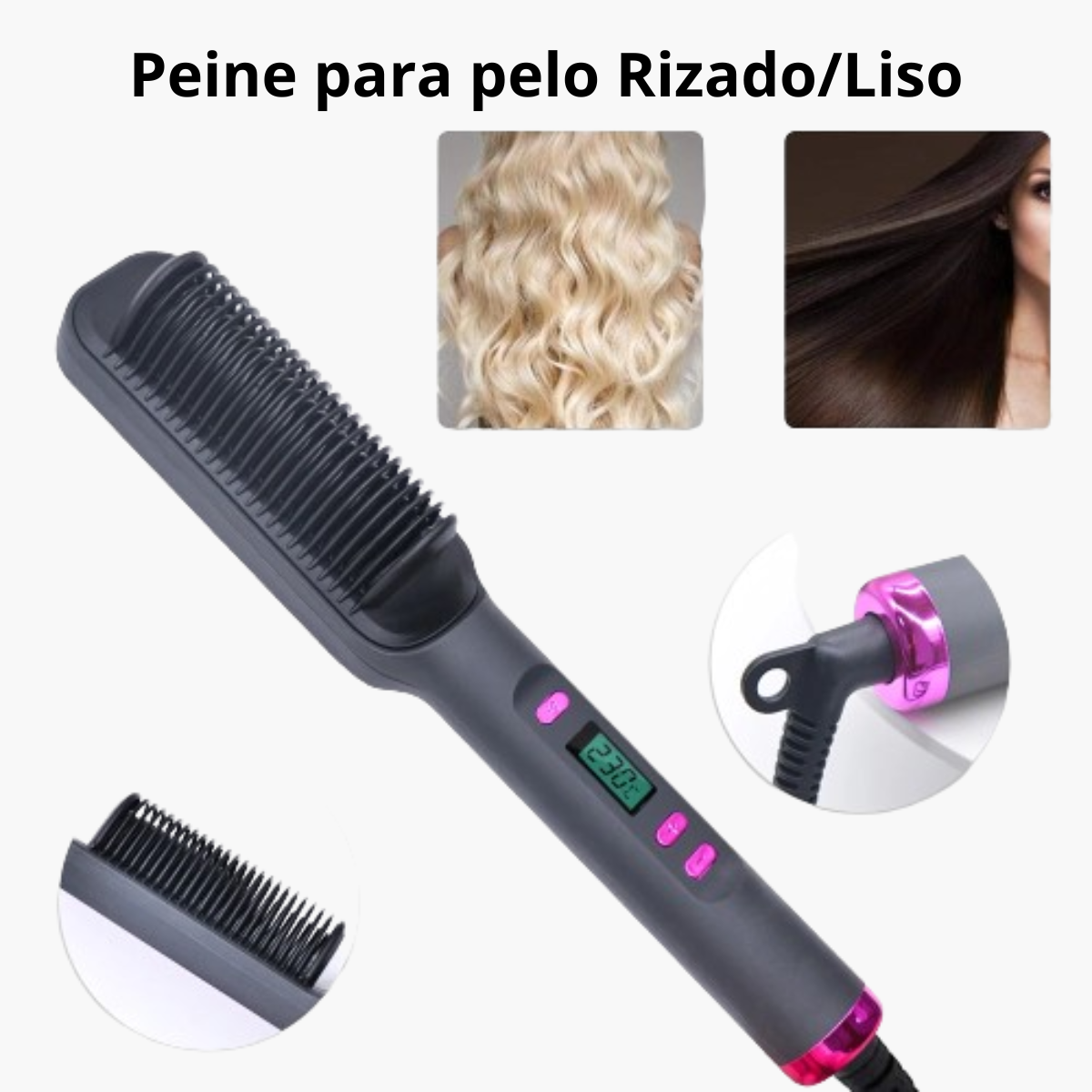 Cepillo Alisador de Cabello con Iones Negativos - 30 Velocidades y 5 Temperaturas