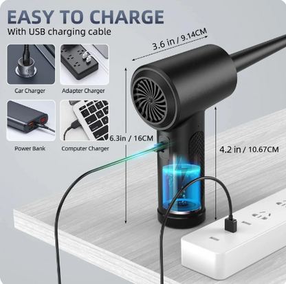 Plumero de Aire Comprimido 2 en 1 Recargable - Soplador de Polvo Inalámbrico para Teclado y Sofá
