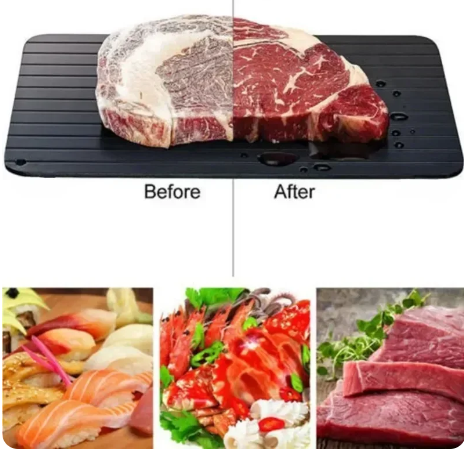 Bandeja de Descongelación Rápida de Aluminio - Placa Saludable para Carne Congelada