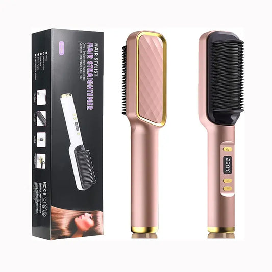 BEAUTYBABE | Hair Straightener Brush, 30-Speed Negative Ion Hair Straightener Styling Comb, Hot Comb Electric, 5 Temp Settings Hair Styling Tools Fast Heated Hair Brush Suitable for Home and Salon